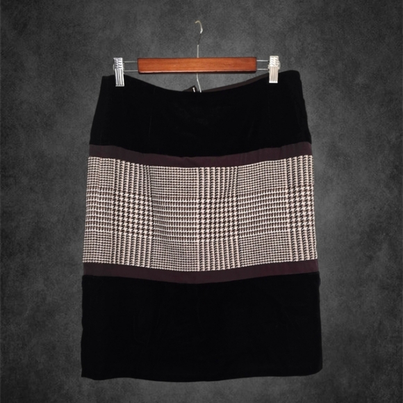 Vintage Etcetera Velvet Plaid Houndstooth Mini Skirt Size 6 - Picture 2 of 7